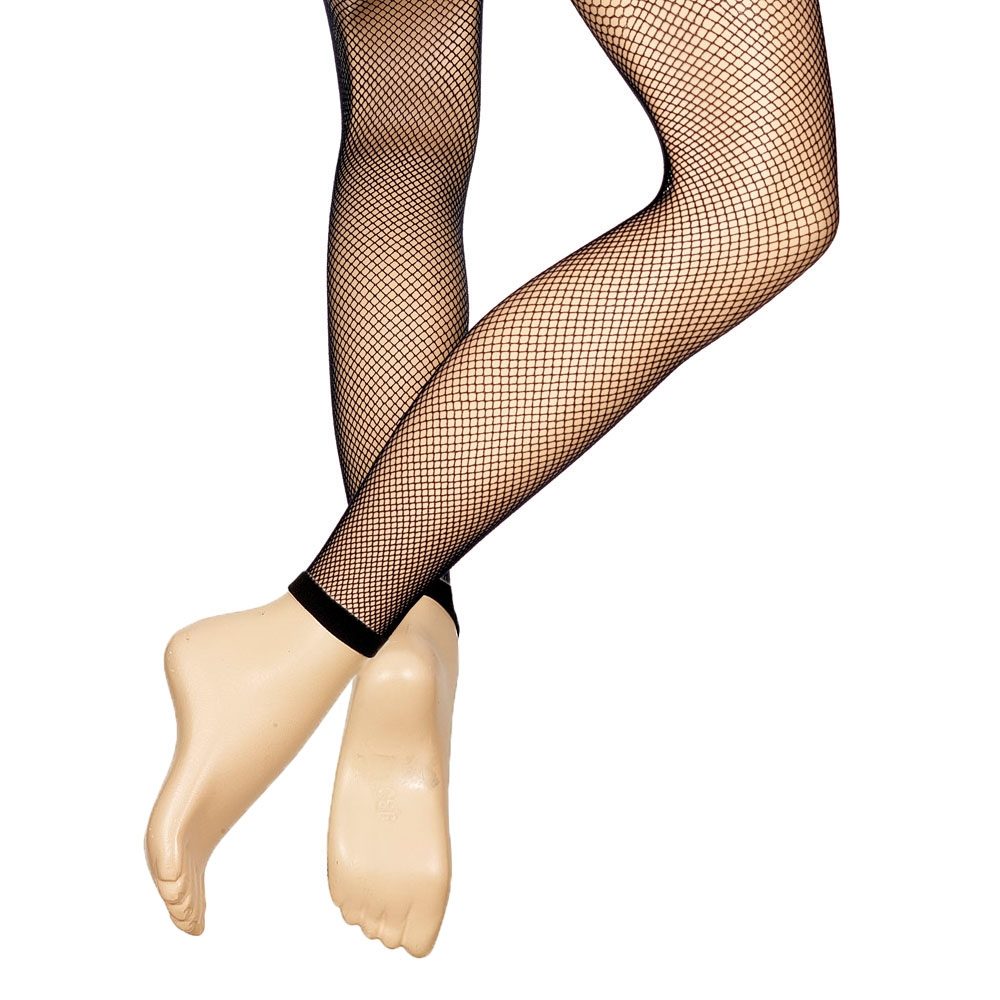 Footless fishnet tights with rhinestones